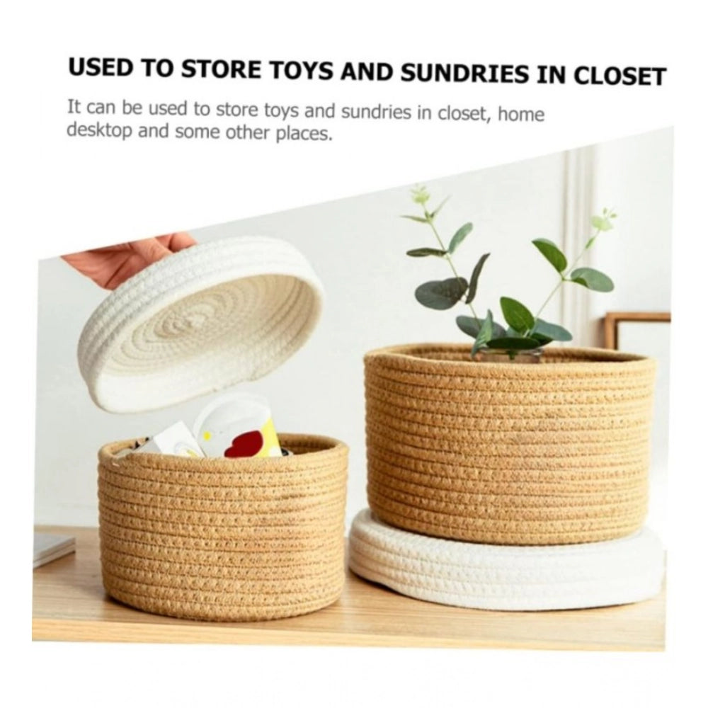 Cotton Box White Lid Inch Pack of 1 Storage Basket For Clothes (Brown)