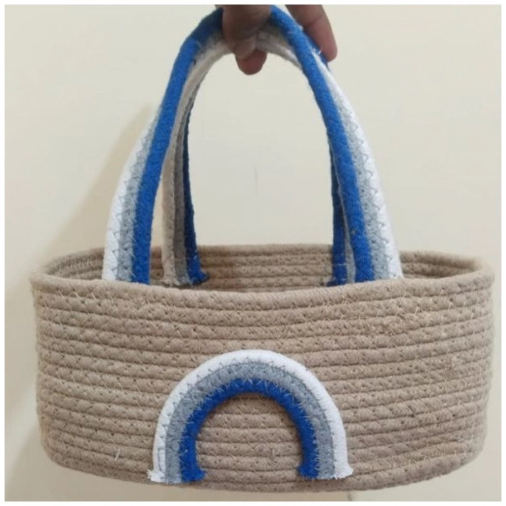 Cotton Rainbow Basket Pack of 1 Storage Basket For Clothes (Multicolor)