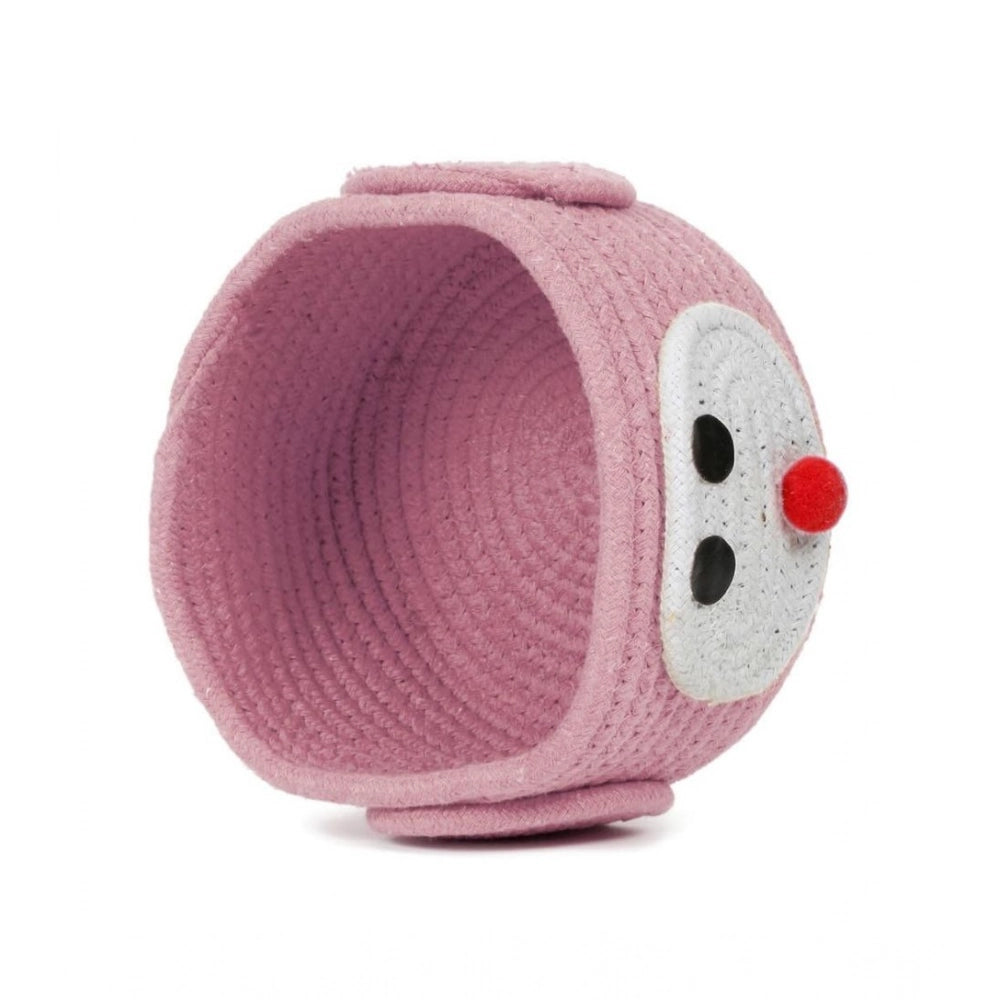 Cotton Pen Holder Pack of 1 Storage Basket For Clothes (Pink)