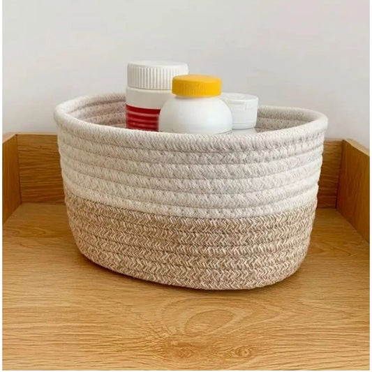 Cotton Bathroom Storage Basket Pack of 1 Storage Basket For Clothes (White)