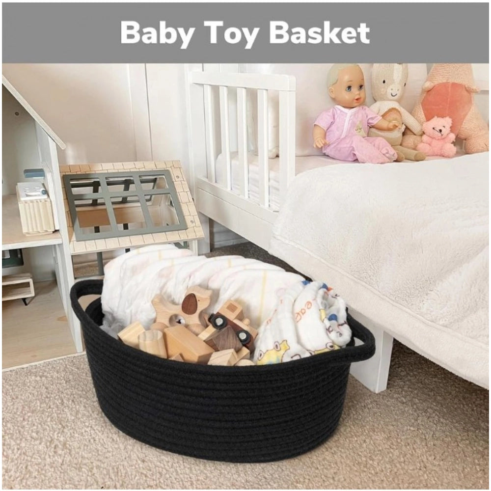 Cotton Baby Gift Basket Pack of 1 Storage Basket For Clothes (Black)