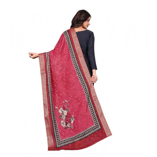 Generic Women's chanderi silk Printed Dupatta (Red, Length: 2 Mtr)