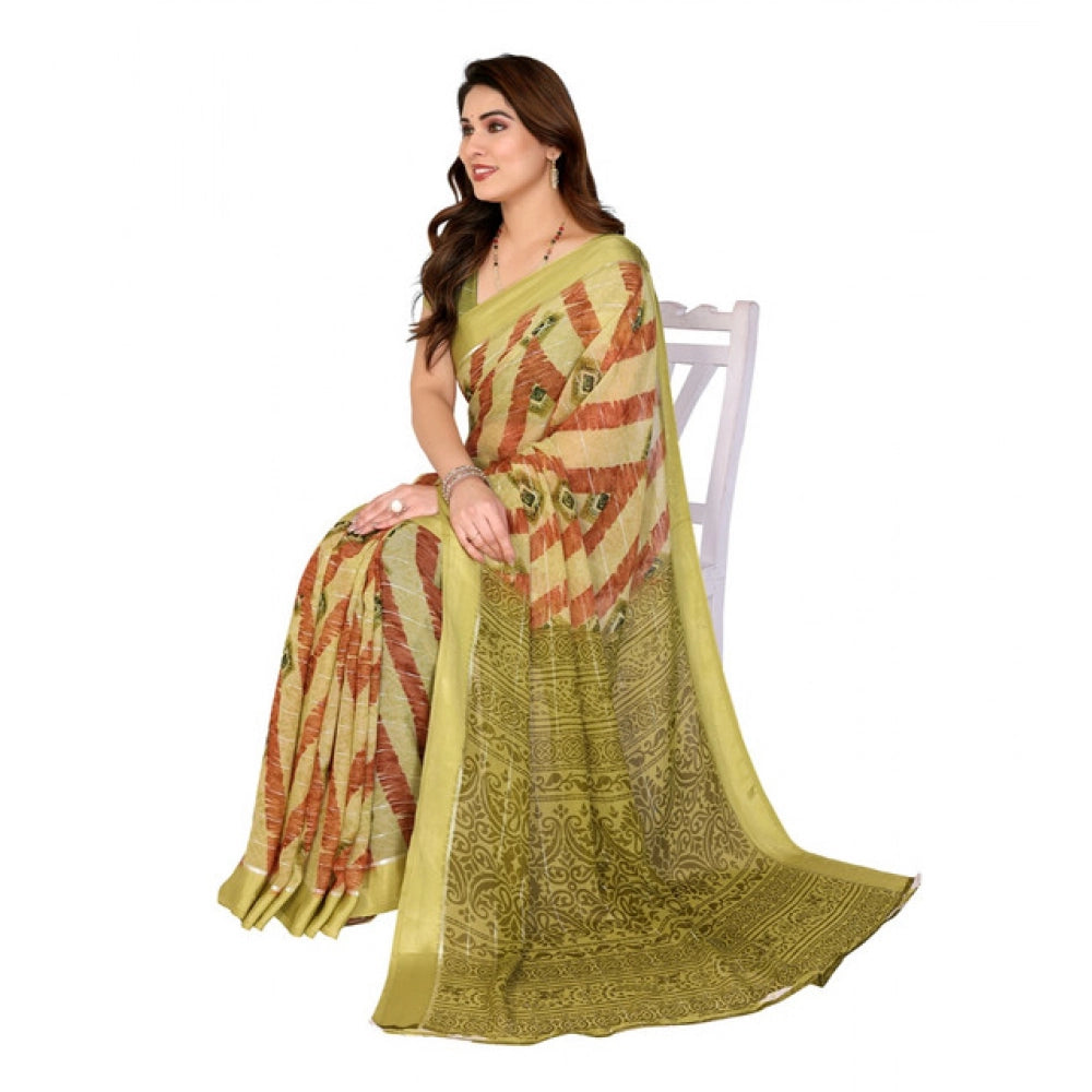 Women's Georgette Printed Saree With Unstitched Blouse 5.5Mtr (Multicolor)