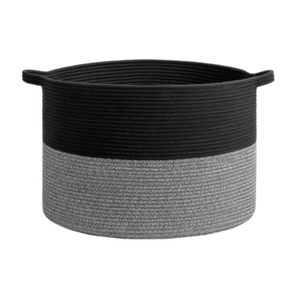 Cotton 16x14 Inch Pack of 1 Storage Basket For Clothes (Black)