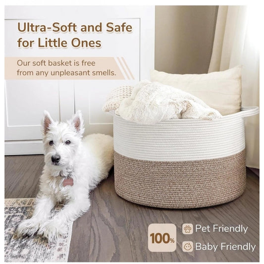 Cotton Kidi- 16x14 Inch Pack of 1 Storage Basket For Clothes (Kidi-White)