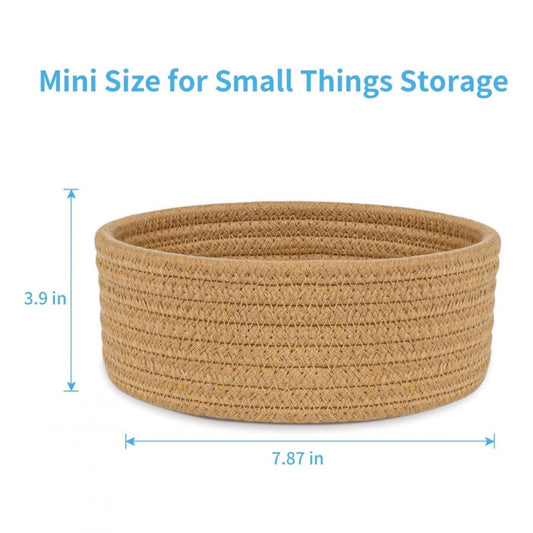 Cotton 8x3 Inch Round 1 Pcs Bedside Organizer (Beige)