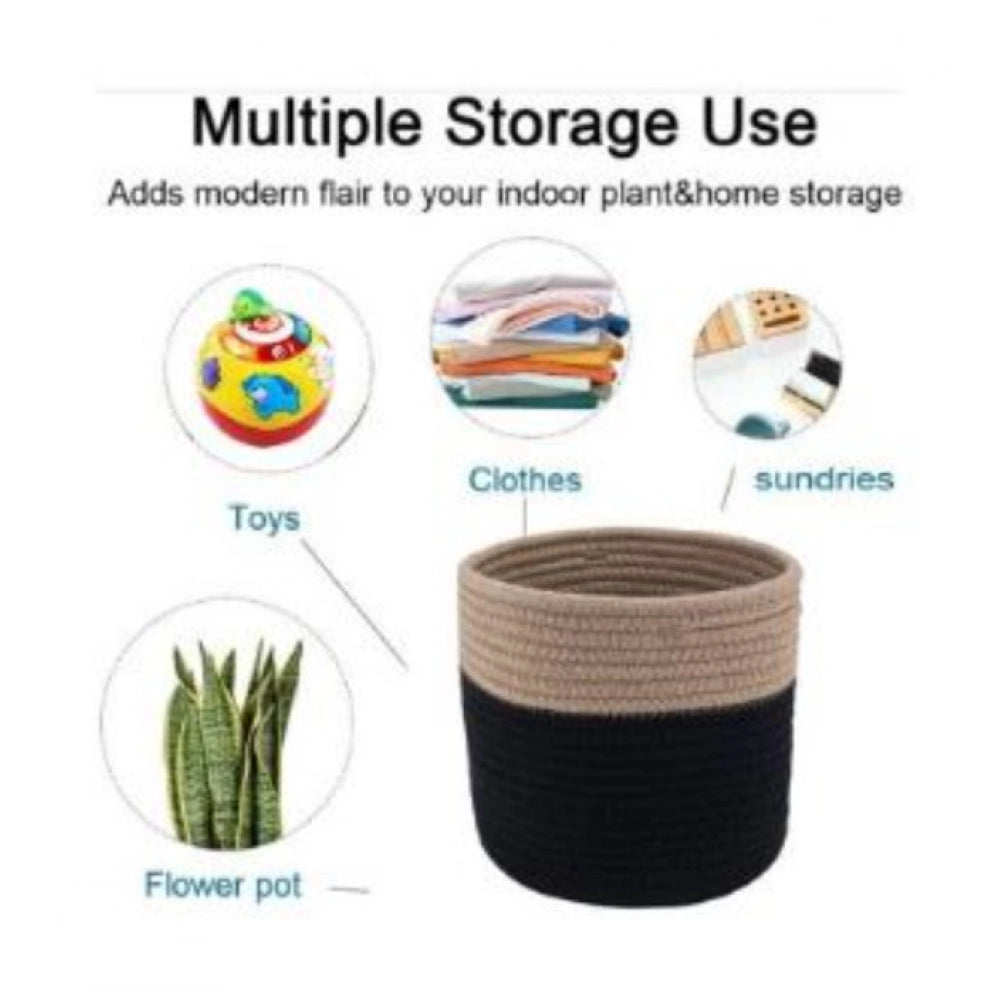 Cotton Flower Pot (Beige Black)