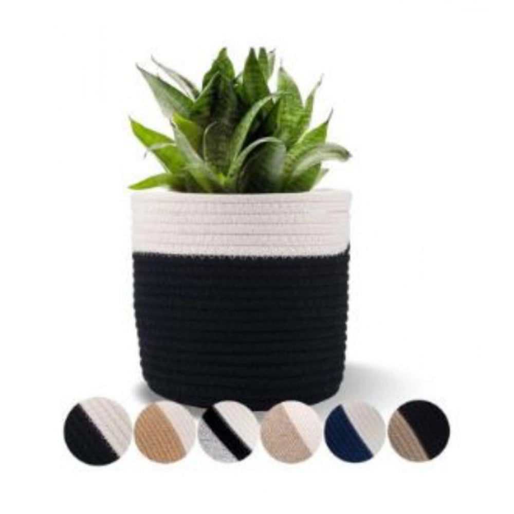 Cotton Flower Pot (White Black)