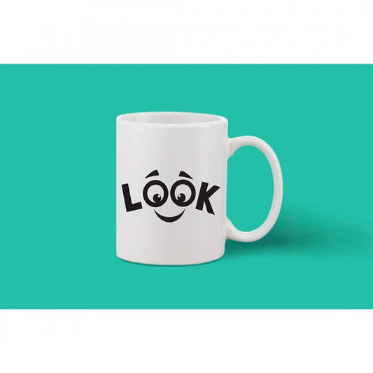 Printed Ceramic Coffee Mug - 1 Pieces, White, 11oz