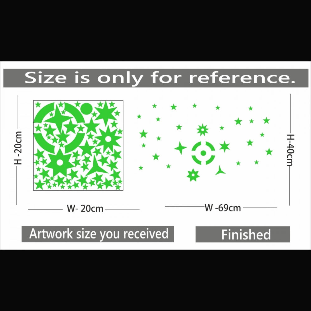 Green Galaxy Of Stars With Moon Radium Wall Sticker