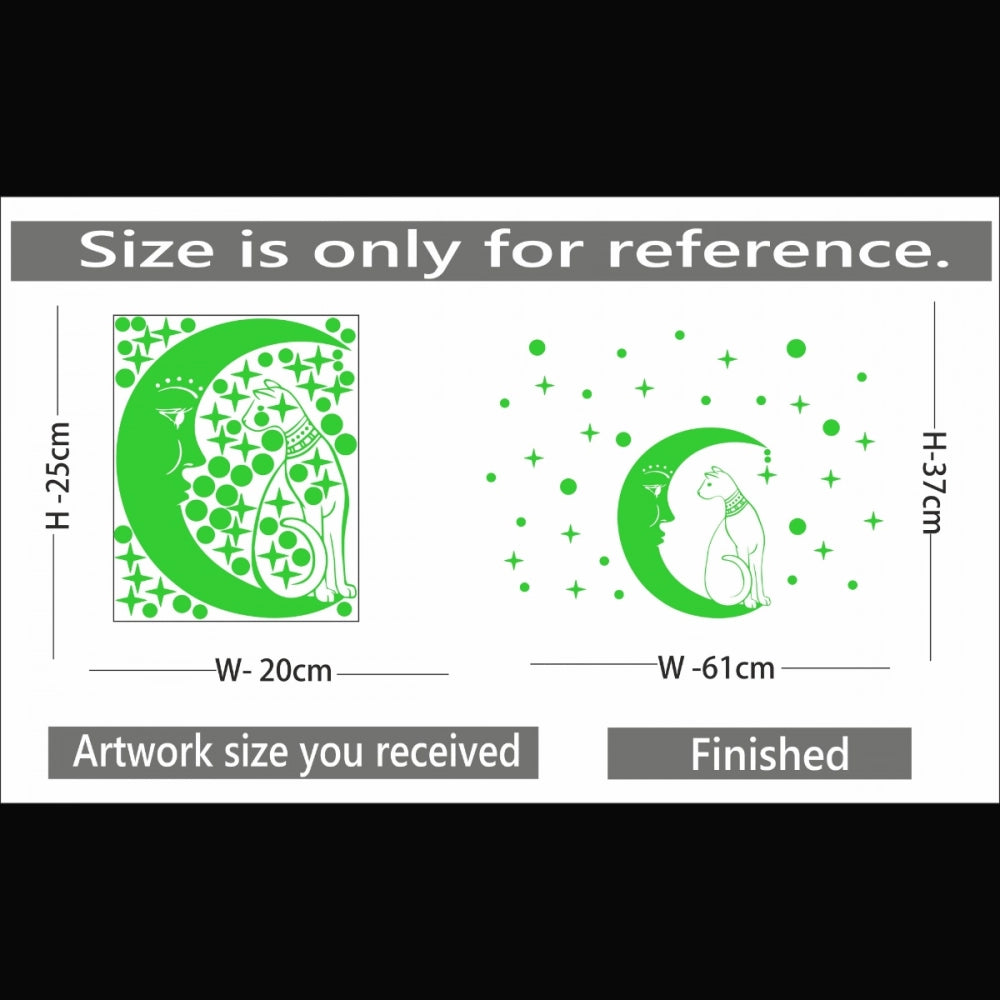 Green Galaxy Of Stars With Moon Radium Night Glow Wall Sticker