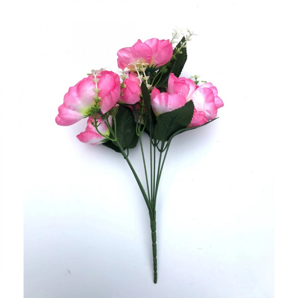 Artificial Flowers Bunch Bouquet Of 7 Poppy Flowers For Home Decoration (Light Pink, Material:Silk, Polyester)