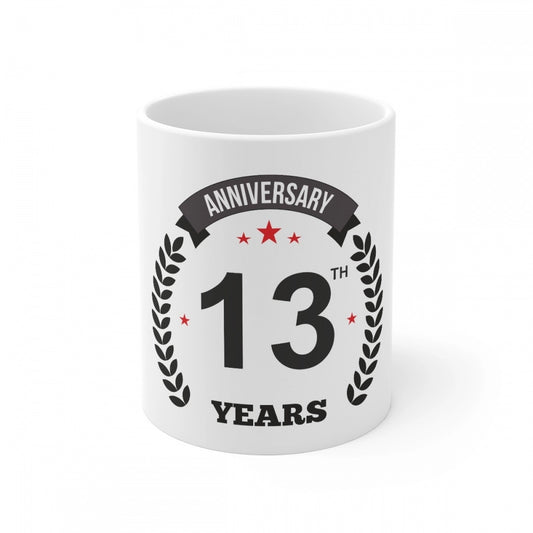 Ceramic 13th Anniversary Printed Coffee Mug (Color: White, Capacity:330ml)