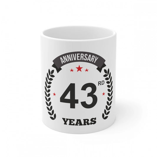 Ceramic 43rd Anniversary Printed Coffee Mug (Color: White, Capacity:330ml)