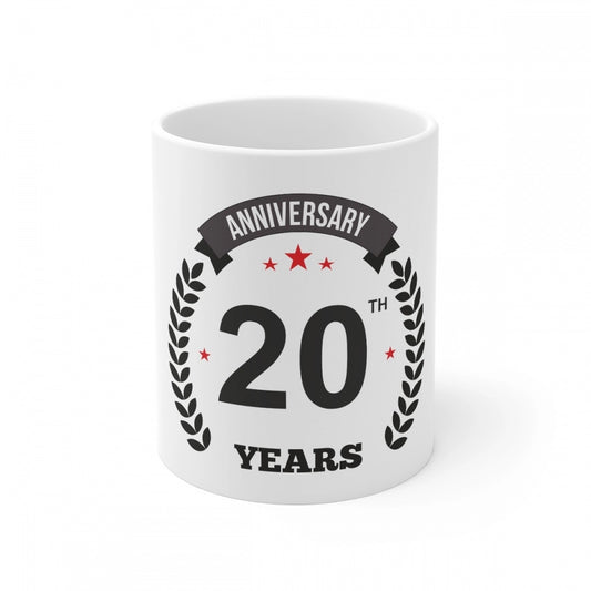 Ceramic 20th Anniversary Printed Coffee Mug (Color: White, Capacity:330ml)