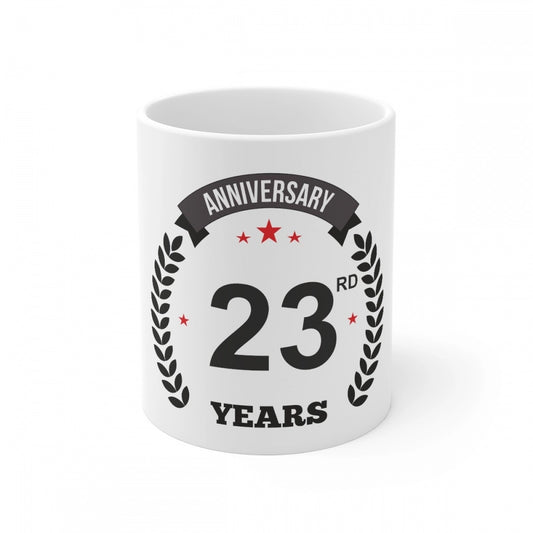 Ceramic 23rd Anniversary Printed Coffee Mug (Color: White, Capacity:330ml)