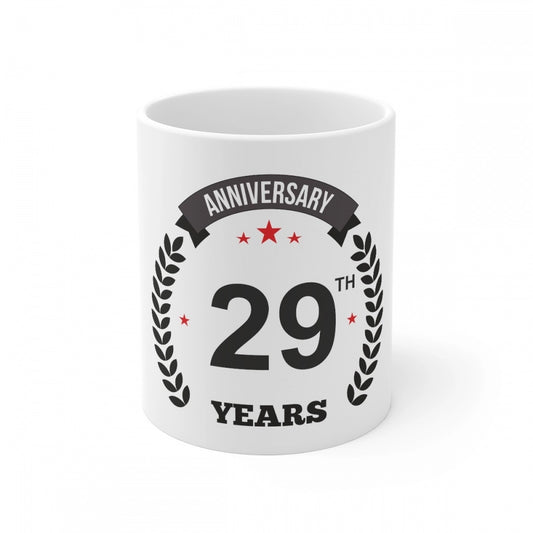 Ceramic 29th Anniversary Printed Coffee Mug (Color: White, Capacity:330ml)