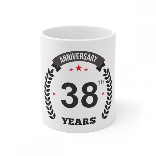 Ceramic 38th Anniversary Printed Coffee Mug (Color: White, Capacity:330ml)