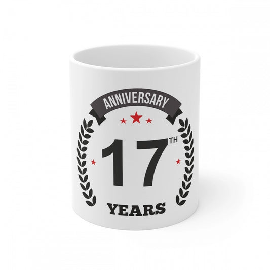 Ceramic 17th Anniversary Printed Coffee Mug (Color: White, Capacity:330ml)