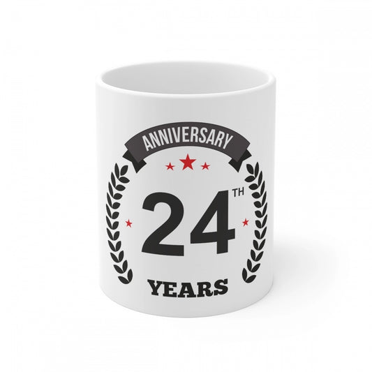 Ceramic 24th Anniversary Printed Coffee Mug (Color: White, Capacity:330ml)