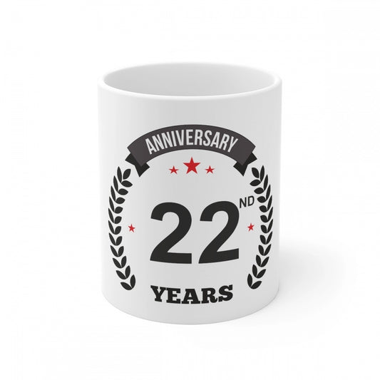 Ceramic 22nd Anniversary Printed Coffee Mug (Color: White, Capacity:330ml)