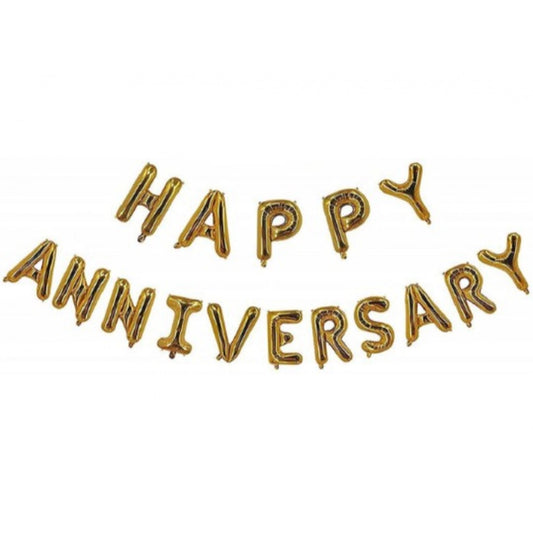 Happy Anniversary Alphabet Foil Balloon Combo With Bottle And Cheersglass Balloons (Multicolor)