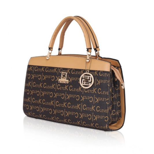 Women's Faux Leather Printed Handbag (Camel)