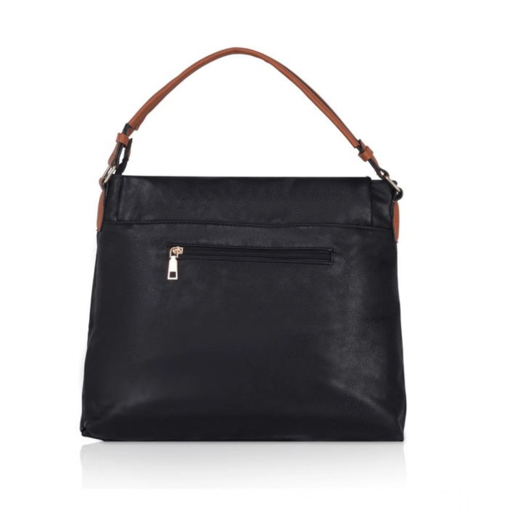 Women's Faux Leather Solid Sling Bag (Black)