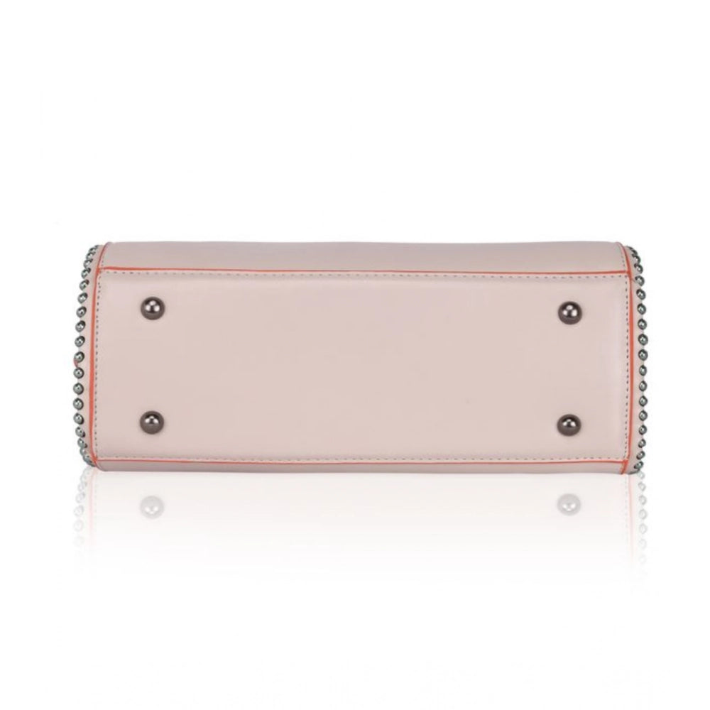 Women's Faux Leather Metal Beads Handbag (Khaki)