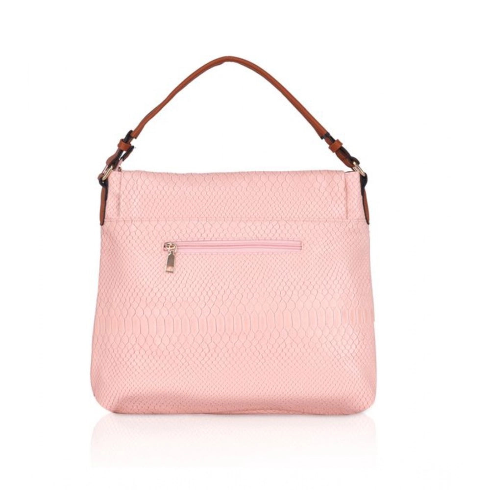 Women's Faux Leather Textured Sling Bag (Pink)