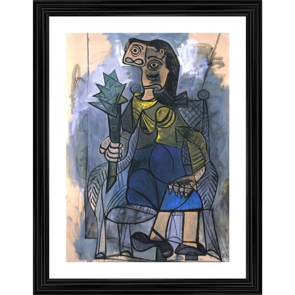 Generic Woman with Artichoke 1941 Painting With Wood Photo Frame (Multicolor)