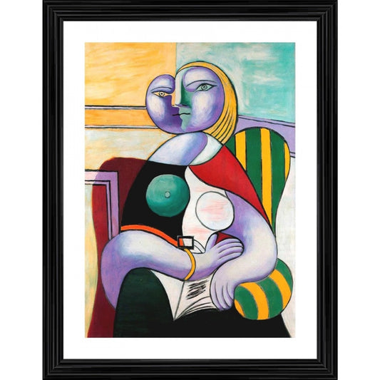 Generic Reading 1932 Painting With Wood Photo Frame (Multicolor)