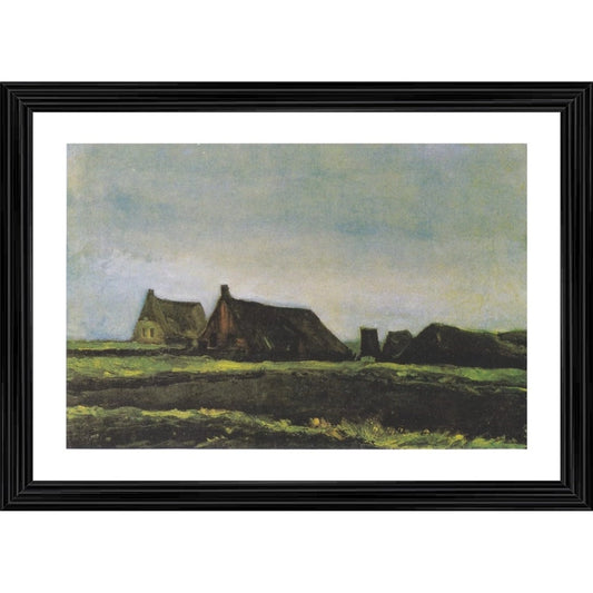 Generic Cottages 1883 Painting With Wood Photo Frame (Multicolor)