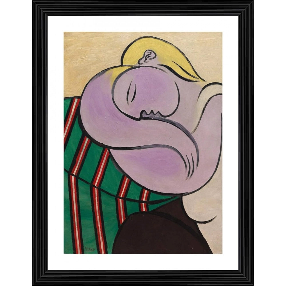 Generic Woman with yellow hair 1931 Painting With Wood Photo Frame (Multicolor)