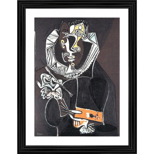 Generic Portrait of a Painter after El Greco 1950 Painting With Wood Photo Frame (Multicolor)
