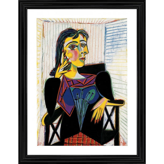 Generic Portrait of Dora Maar 1937 Painting With Wood Photo Frame (Multicolor)