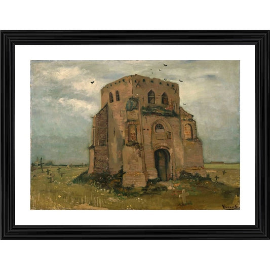 Generic The Old Church Tower at Nuenen 1885 Painting With Wood Photo Frame (Multicolor)