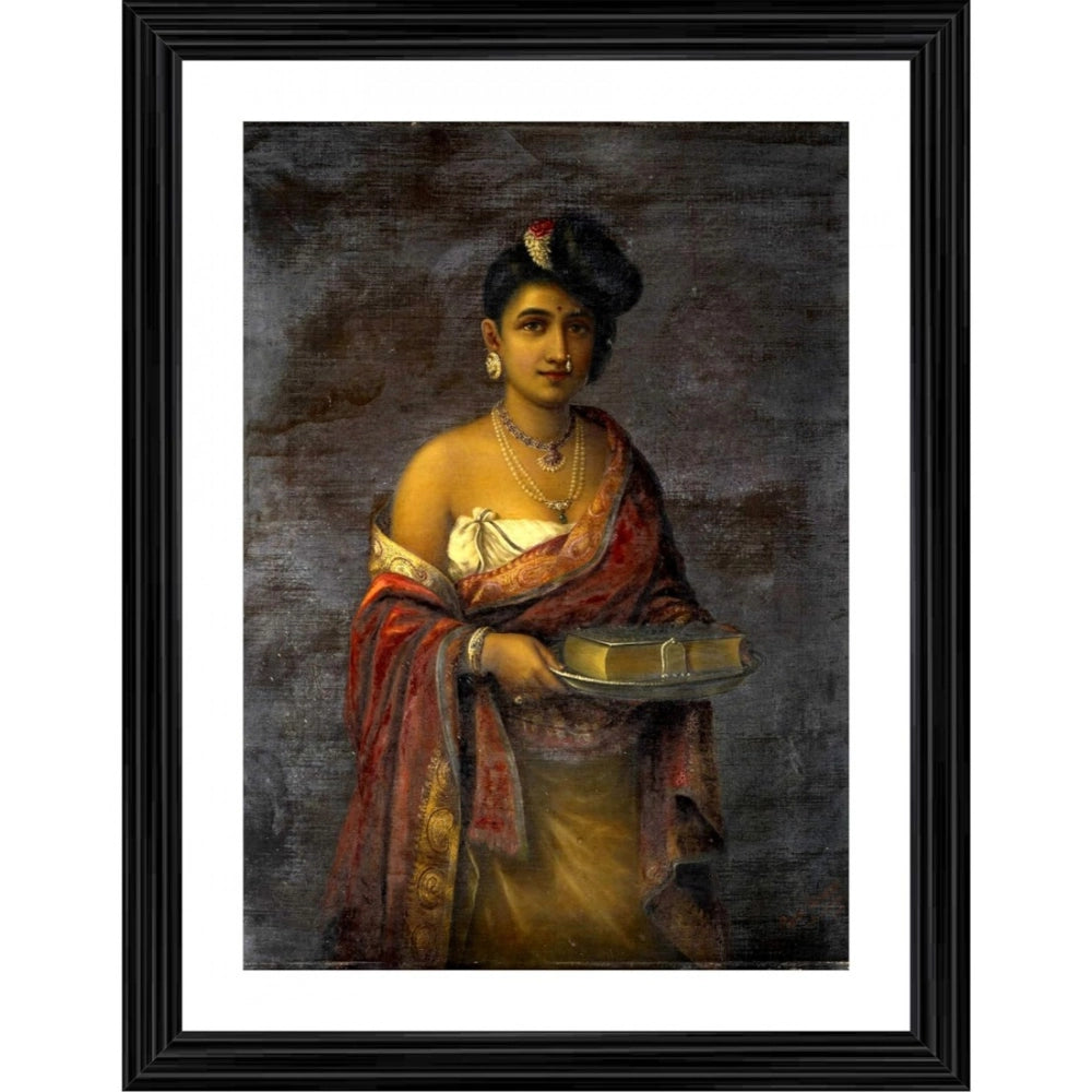 Generic The Maharani of Travancore 1887 Painting With Wood Photo Frame (Multicolor)