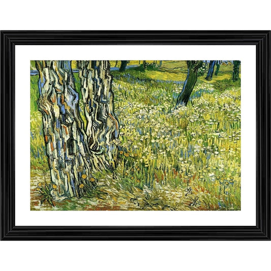 Generic Tree Trunks in the Grass 1890 Painting With Wood Photo Frame (Multicolor)