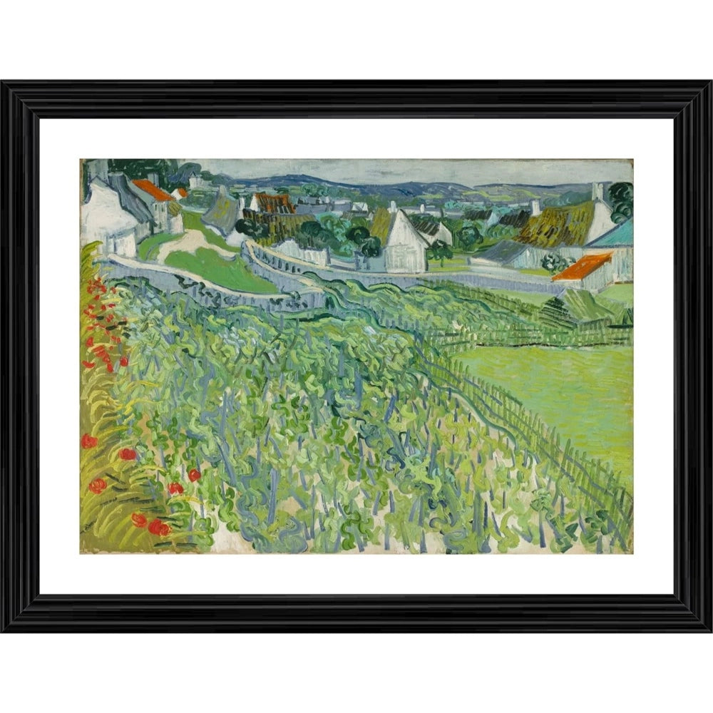 Generic Vineyards at Auvers 1889 Painting With Wood Photo Frame (Multicolor)