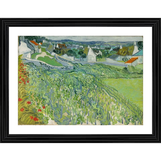 Generic Vineyards at Auvers 1889 Painting With Wood Photo Frame (Multicolor)