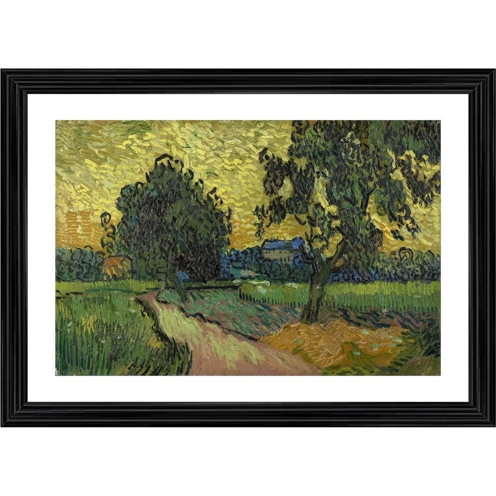 Generic Landscape at Twilight 1890 Painting With Wood Photo Frame (Multicolor)