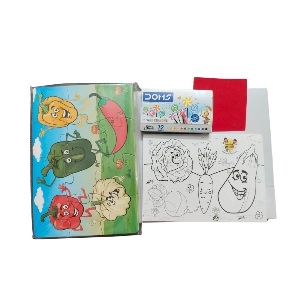 2 In 1 Puzzle &amp; Colors Vegetable |   Cardboard  |   Educational Toys| 3+ Years
