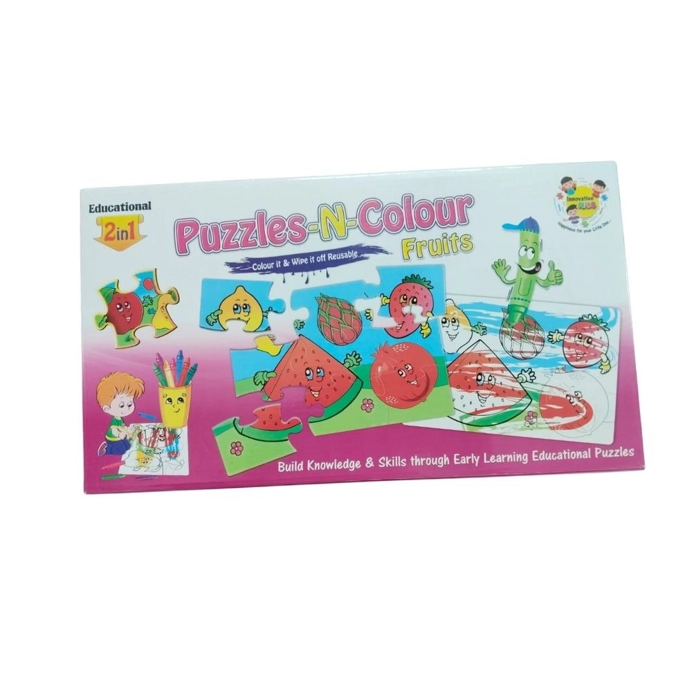 2 In 1 Puzzle &amp; ColorsFtruit |   Cardboard  |   Educational Toys| 3+ Years
