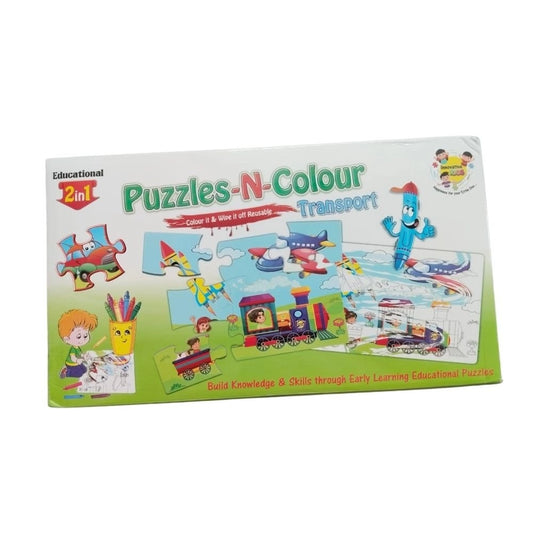 2 In 1 Puzzle &amp; Colors-Transport |   Cardboard  |   Educational Toys| 3+ Years