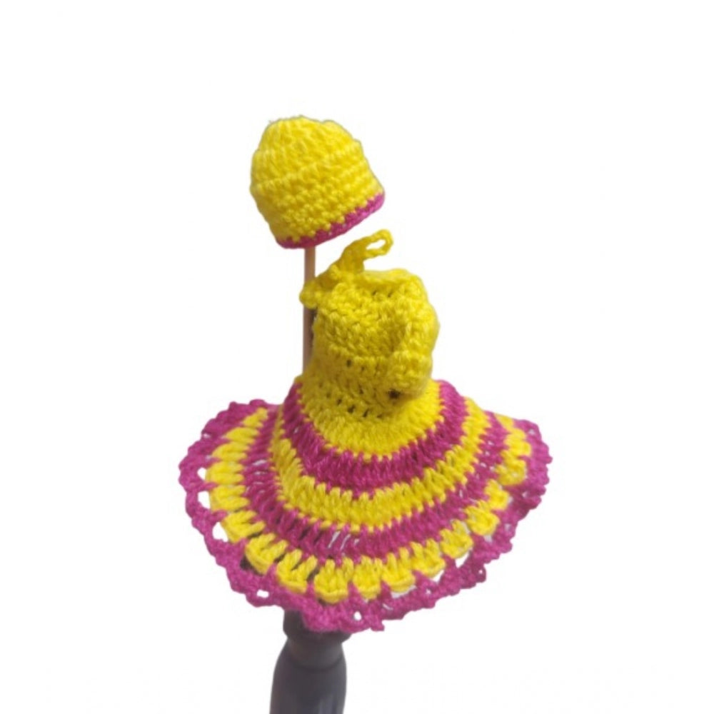 Laddu Gopal Dress Size: 0 To 6 (Yellow-Pink)