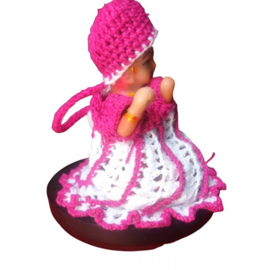 Laddu Gopal Dress Size: 0 To 6 (Pink-White)