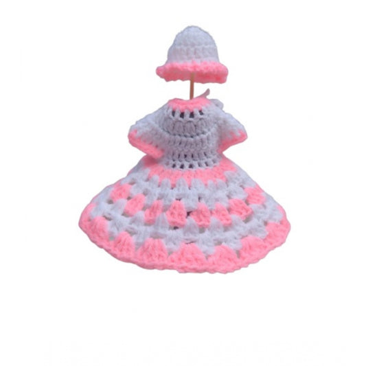 Laddu Gopal Dress Size: 0 To 6 (White-Baby Pink)