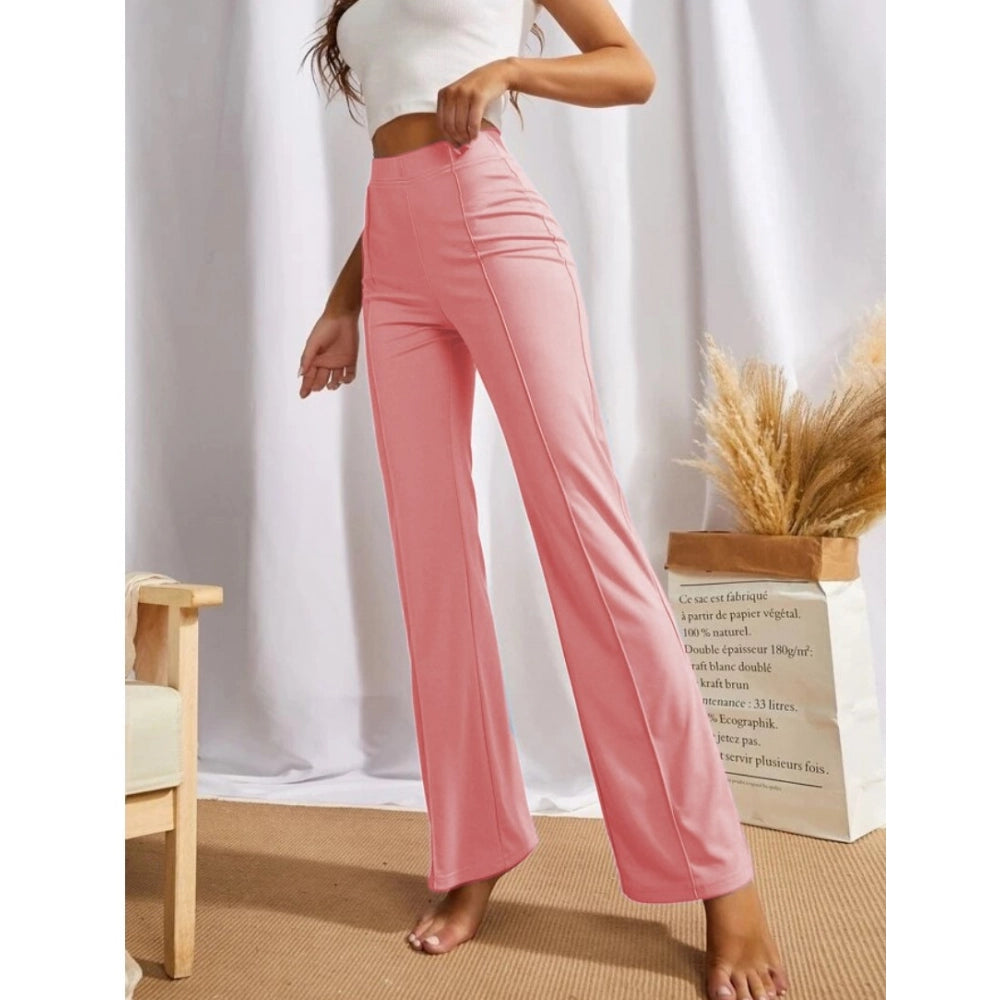 Generic Women's Polyester Solid Regular Fit Pant (Peach)