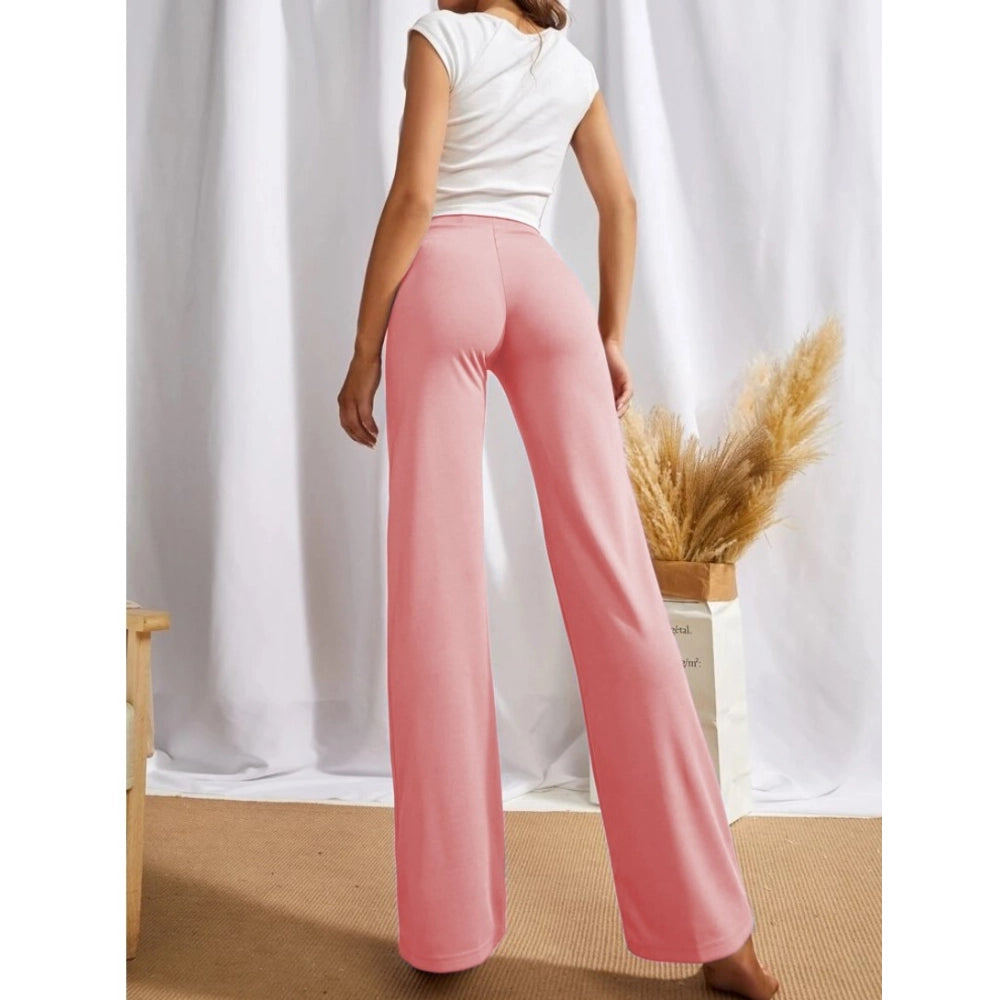 Generic Women's Polyester Solid Regular Fit Pant (Peach)